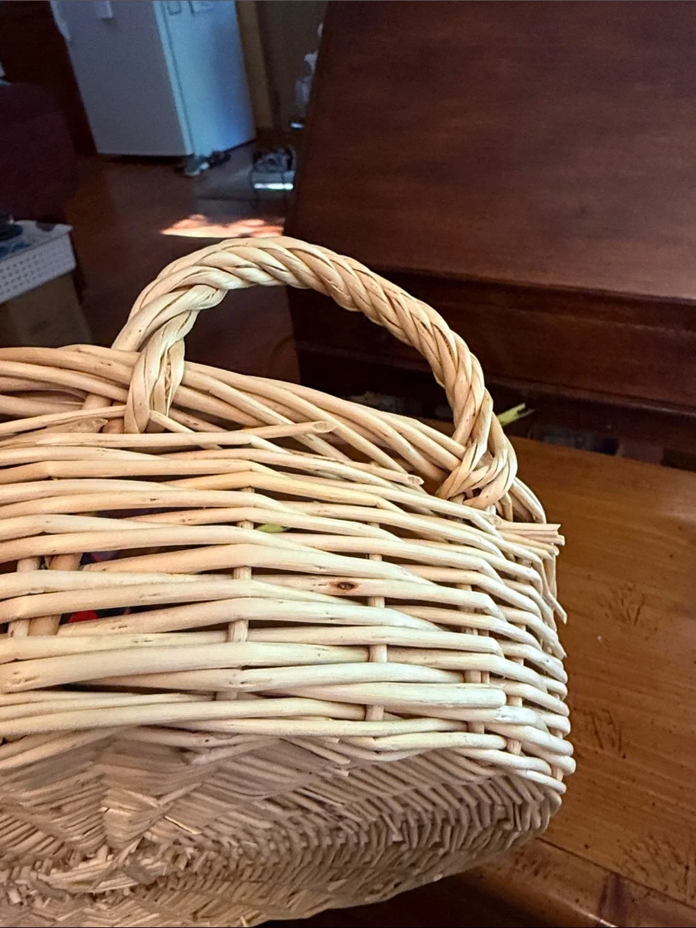 Natural Wicker Serving Basket with Handles - Cream
